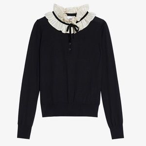Sandro Larlan Pleated-collar woven jumper